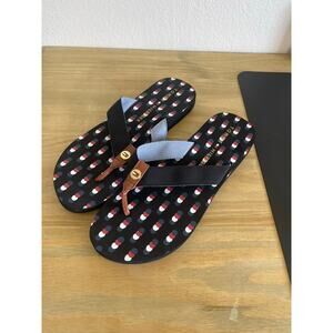 Tommy Hilfiger Black Polka Dot Flip Flops NWOT Womens 11 Thong Summer Sandals